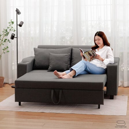 โซฟาเบด CCR FURNITURE รุ่น PHILLY (ฟิลลี่) ขนาด 174 cm. ผ้า สีเทาเข้ม (A1-33) พร้อมที่วางแก้ว_10